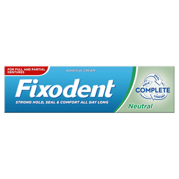 Fixodent Complete Neutral Adhesive Cream for Full and Partial Dentures - Strong Hold, Seal & Comfort All Day Long