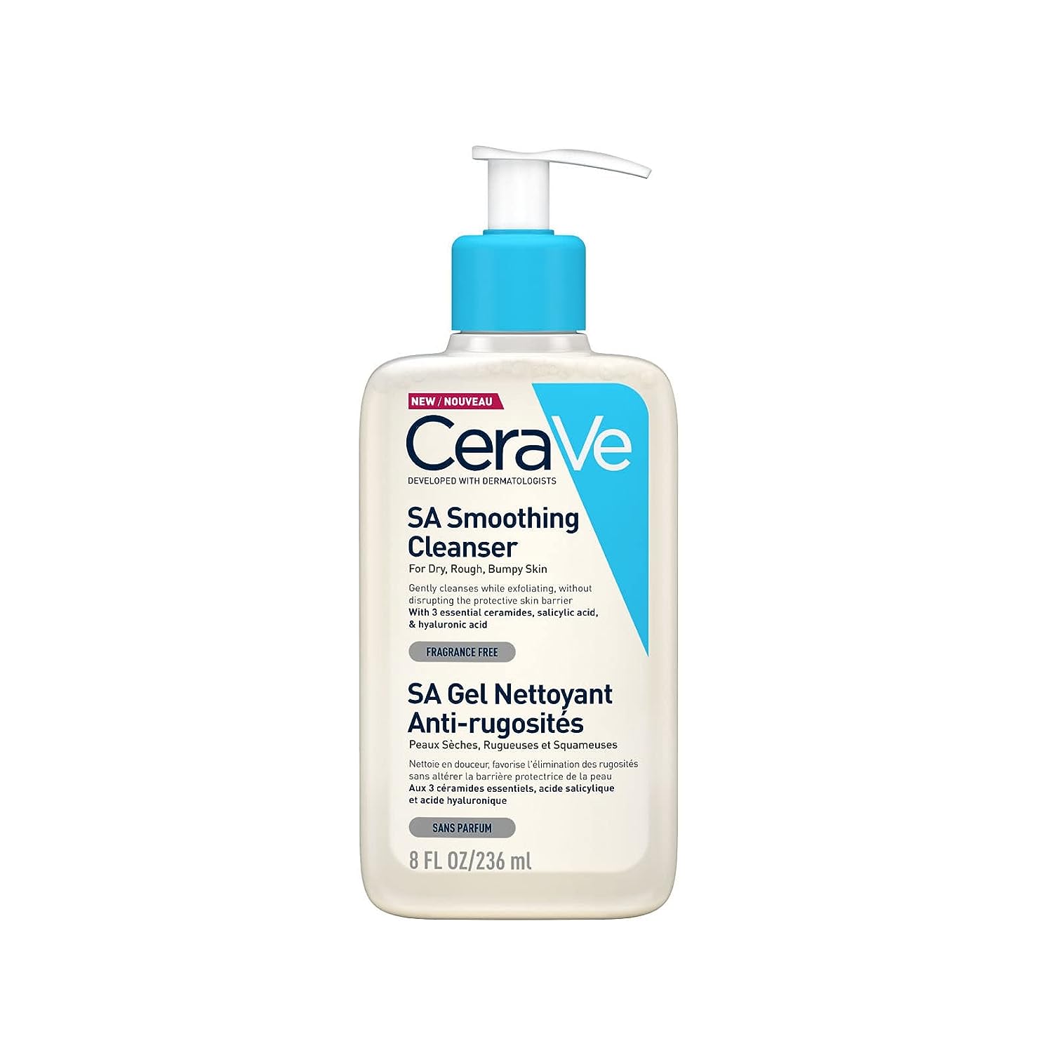 CeraVe SA Smoothing Cleanser | 236ml/8oz | Face and Body Wash with Salicylic Acid CeraVe