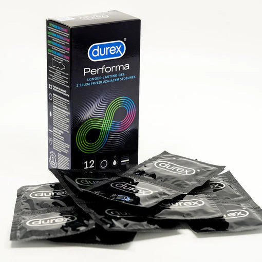 Durex Performa Condoms Extended Pleasure Delay Prolong Long Lasting - Box of 12 Durex