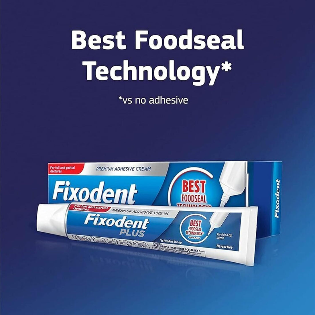 Fixodent Plus Denture Adhesive Cream with Best Foodseal Technology - 40g