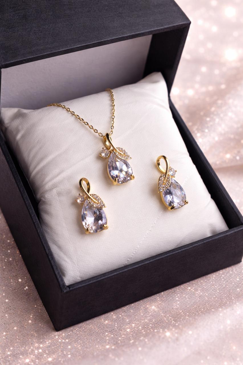 Gold Plated Crystal Jewelry Set