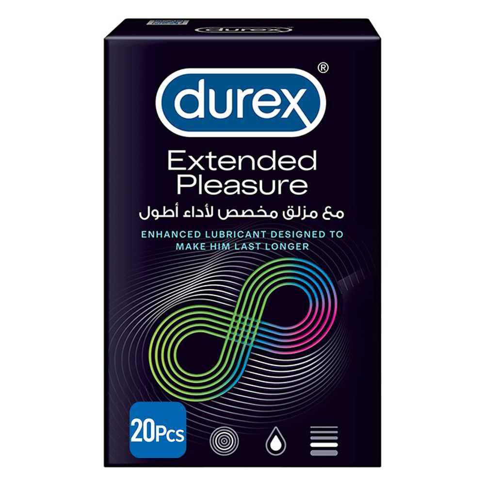 Durex Extended Pleasure Longer Lasting Condoms, 20-Pack Durex