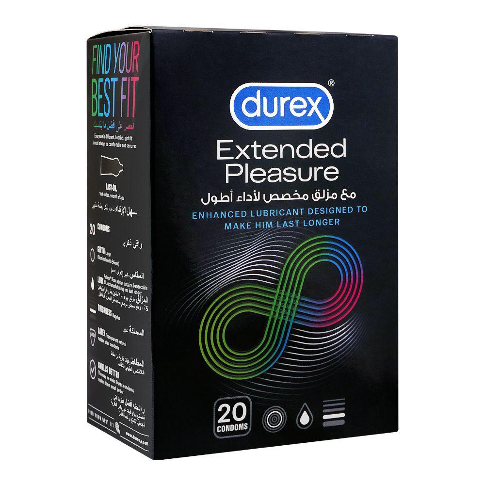 Durex Extended Pleasure Longer Lasting Condoms, 20-Pack Durex