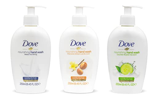 Dove, Nourishing Hand Wash Variety of 3 (Deeply Nourishing, Shea Butter & Warm Vanilla, Cucumber & Green Tea) - 250 ML Dove