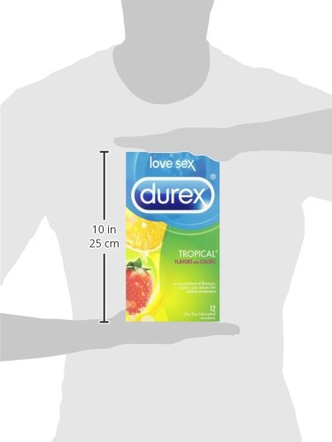 Durex Condoms, Tropical Flavors & Colours Lubricated, 12 Count Durex