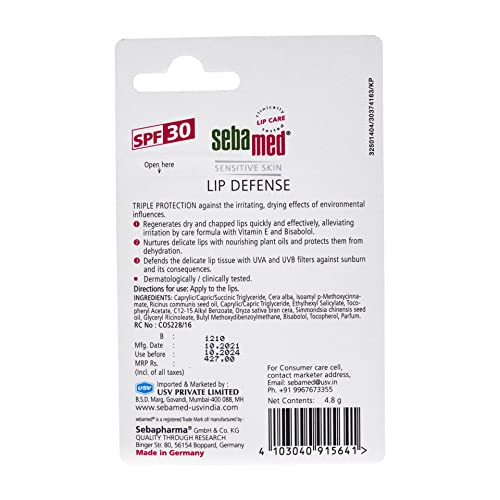 Sebamed Lip Defense Stick SPF 30 For Dry & Chapped Lips SEBAMED