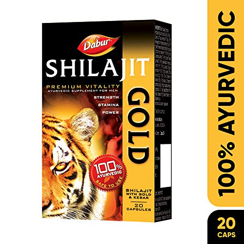 Dabur Shilajit Gold - 20 Capsules | 100% Ayurvedic Capsules for Strength , Stamina and Power | Premium Ayurvedic Supplement | For Men Dabur