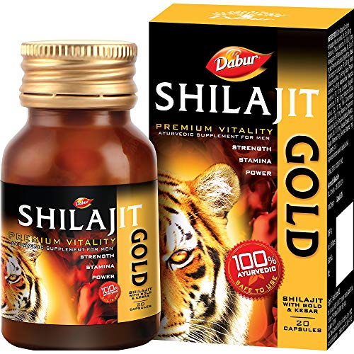 Dabur Shilajit Gold - 20 Capsules | 100% Ayurvedic Capsules for Strength , Stamina and Power | Premium Ayurvedic Supplement | For Men Dabur